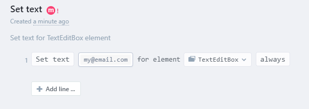 Set text to application