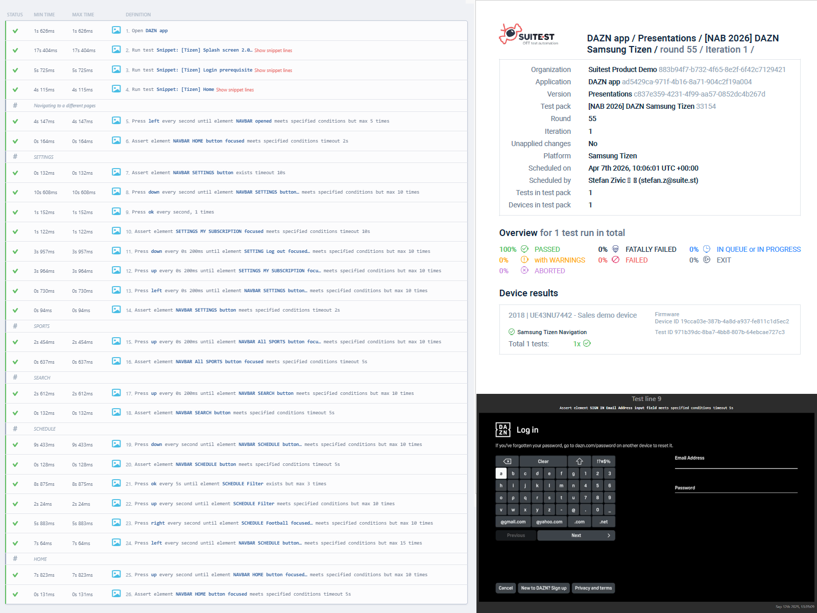 Code-less test editor